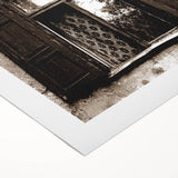 Art deco poster featuring a monochrome cityscape on rolled canvas, suitable for dining room wall art.
