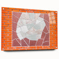 Large abstract wall art in vibrant blue and green hues on acrylic glass, ideal for dining room decor.
