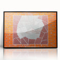 Large abstract wall art on acrylic featuring swirling blue and gray patterns, framed in black.