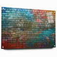 Large abstract wall art on acrylic glass featuring swirls of blue and gray, suitable for bedroom or dining room decor.