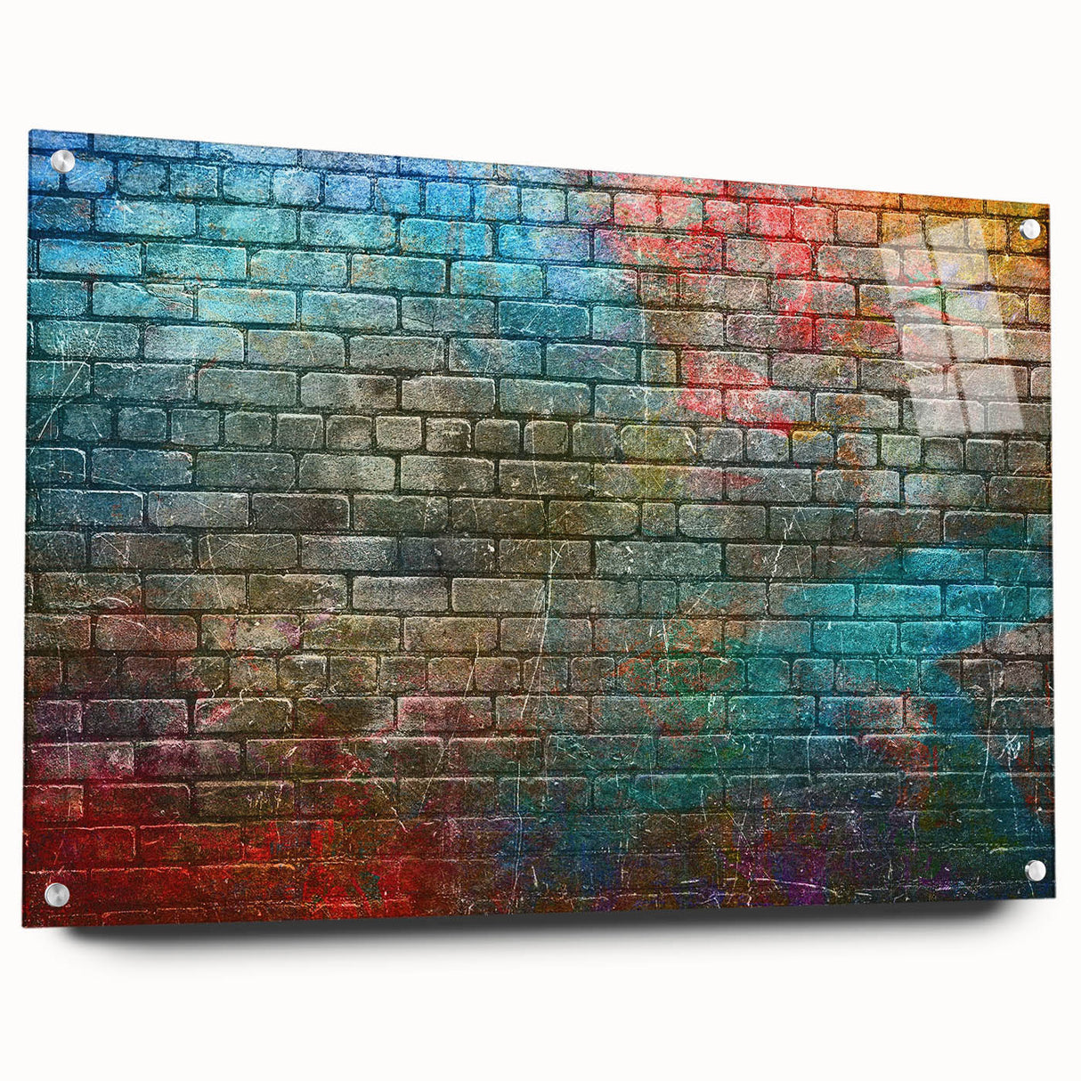Large abstract wall art on acrylic glass featuring swirls of blue and gray, suitable for bedroom or dining room decor.