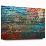 Large abstract wall art on acrylic glass featuring swirling blue and gray tones, suitable for bedroom or dining room decor.