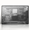 Large abstract wall art with swirling black and white patterns, framed in acrylic, suitable for modern art wall decor.