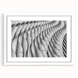 Extra large abstract art print featuring textured swirls in neutral tones, displayed in a white frame.