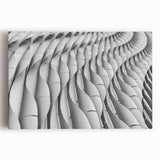 Large black and white abstract print on stretched canvas, featuring swirling patterns, ideal for kitchen wall art.