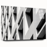Large abstract wall art in blue and gray tones on acrylic glass, perfect for modern bedroom or dining room ambiance.