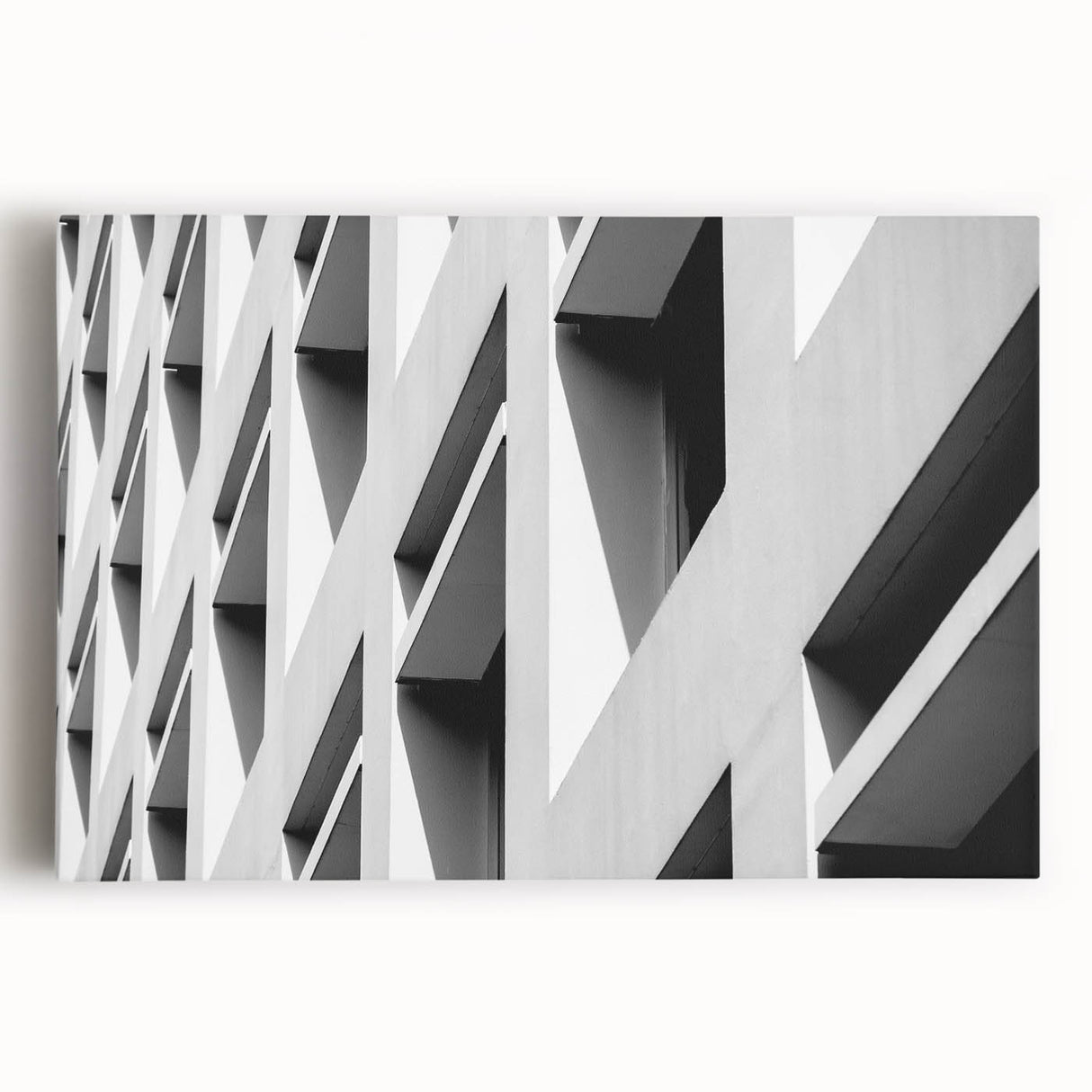 Black and white abstract design on a large stretched canvas, ideal for kitchen wall art.