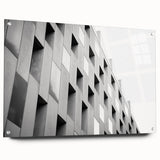 Large abstract wall art in blue and gold tones on acrylic glass, suitable for bedroom or dining room decor.