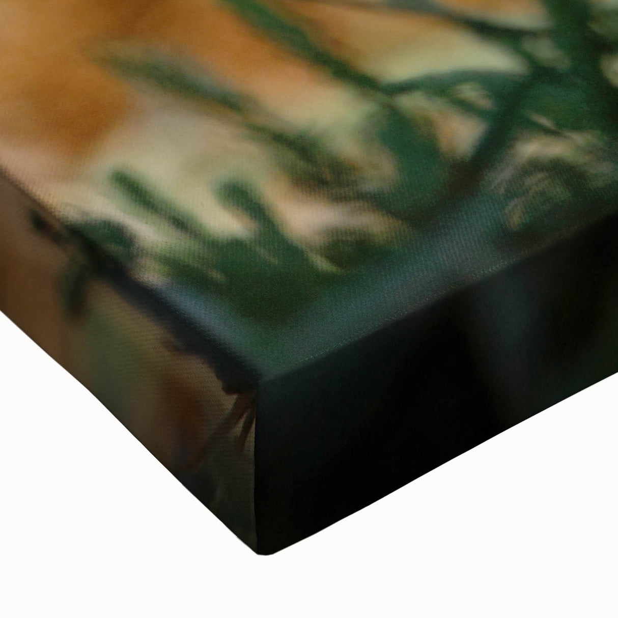 Close-up of a stretched canvas showcasing vibrant abstract art with rich colors and intricate textures, perfect for home decor or gallery display. The artwork emphasizes a contemporary design, enhancing any interior space with its bold visual appeal.