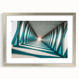 Abstract art print featuring swirling blue and gray tones on a framed canvas, suitable for dining room or bedroom decor.