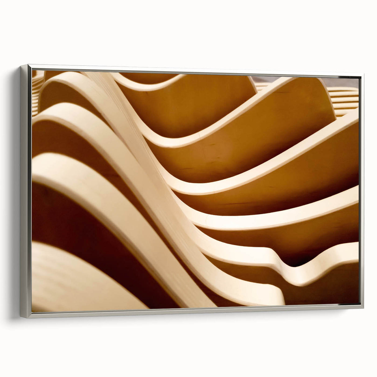 Framed vintage poster art of a colorful abstract design on canvas, ideal for living room decor.
