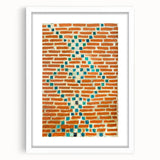 Abstract art print featuring swirling blue and white patterns on a framed canvas, suitable for dining room or bedroom decor.