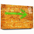 Large abstract wall art in vibrant orange and red tones on acrylic glass, suitable for bedroom or dining room decor.