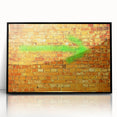 Framed acrylic print of large abstract wall art featuring mid-century modernist style in bold primary colors.