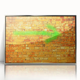 Framed acrylic print featuring a mid-century modernist cityscape in muted gray and blue, ideal for modern art wall decor.