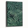 Framed canvas artwork showcasing a serene landscape with vibrant colors, displayed from a black side view. Ideal for modern home decor and art enthusiasts.