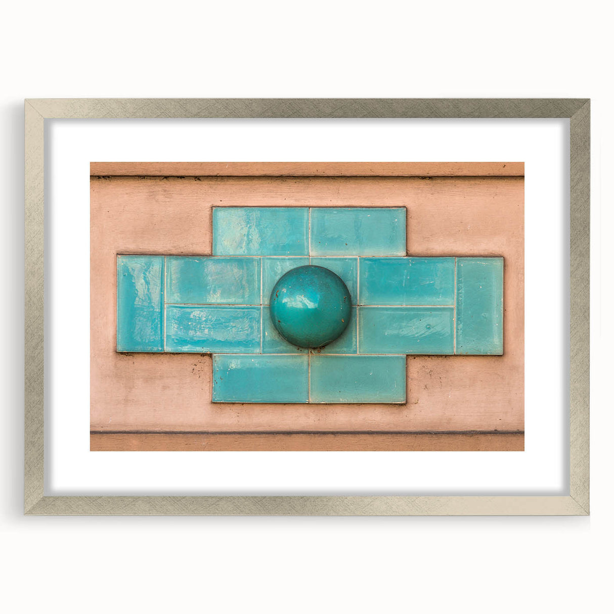 Textured abstract art print in muted gray and blue tones on a framed canvas, ideal for modern bedroom ambiance.
