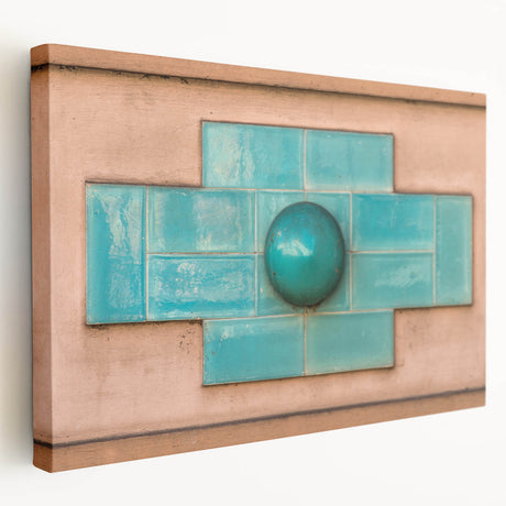 Large abstract canvas art in blue and green tones, ideal for kitchen wall decor.