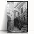 Large abstract wall art on acrylic, featuring mid-century modernist swirls in muted gray and black.