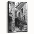 Black and white landscape painting on framed canvas, featuring a serene tree line, ideal for bedroom wall art.