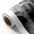 Art deco poster featuring a stylized cityscape in muted gold and teal hues, printed on rolled canvas.