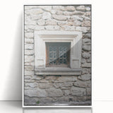 Art deco poster featuring geometric shapes in muted gold and white on acrylic, ideal for nursery wall decor.