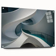 Large abstract wall art in acrylic featuring swirling blue and white patterns, ideal for modern bedroom or dining room decor.