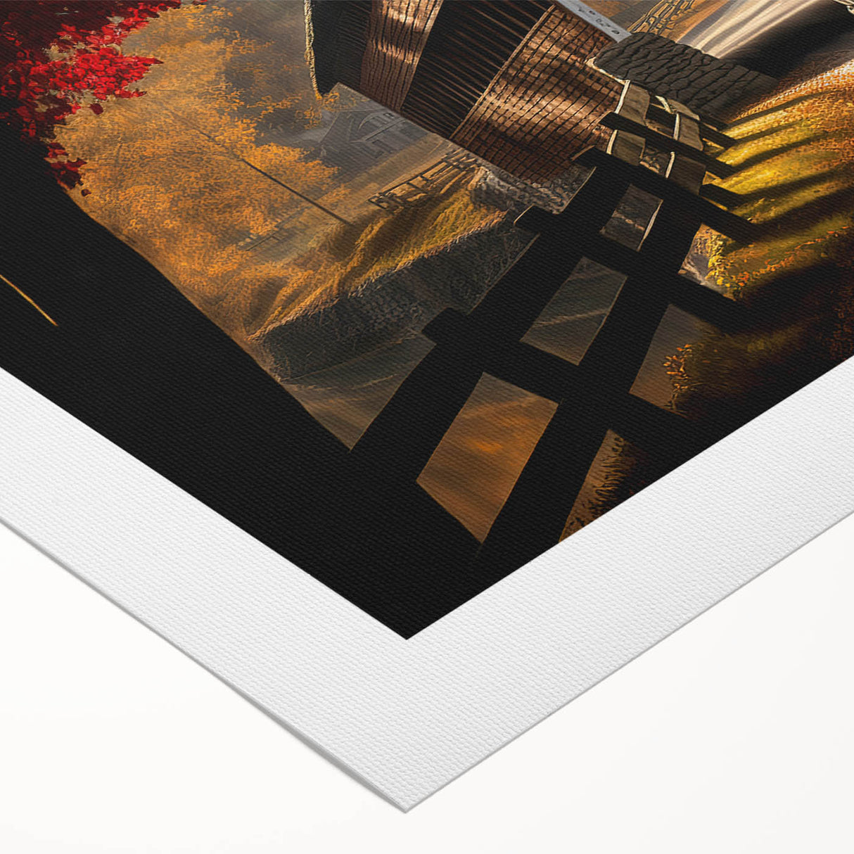 Art deco poster featuring geometric patterns and metallic gold and black colors on rolled canvas.