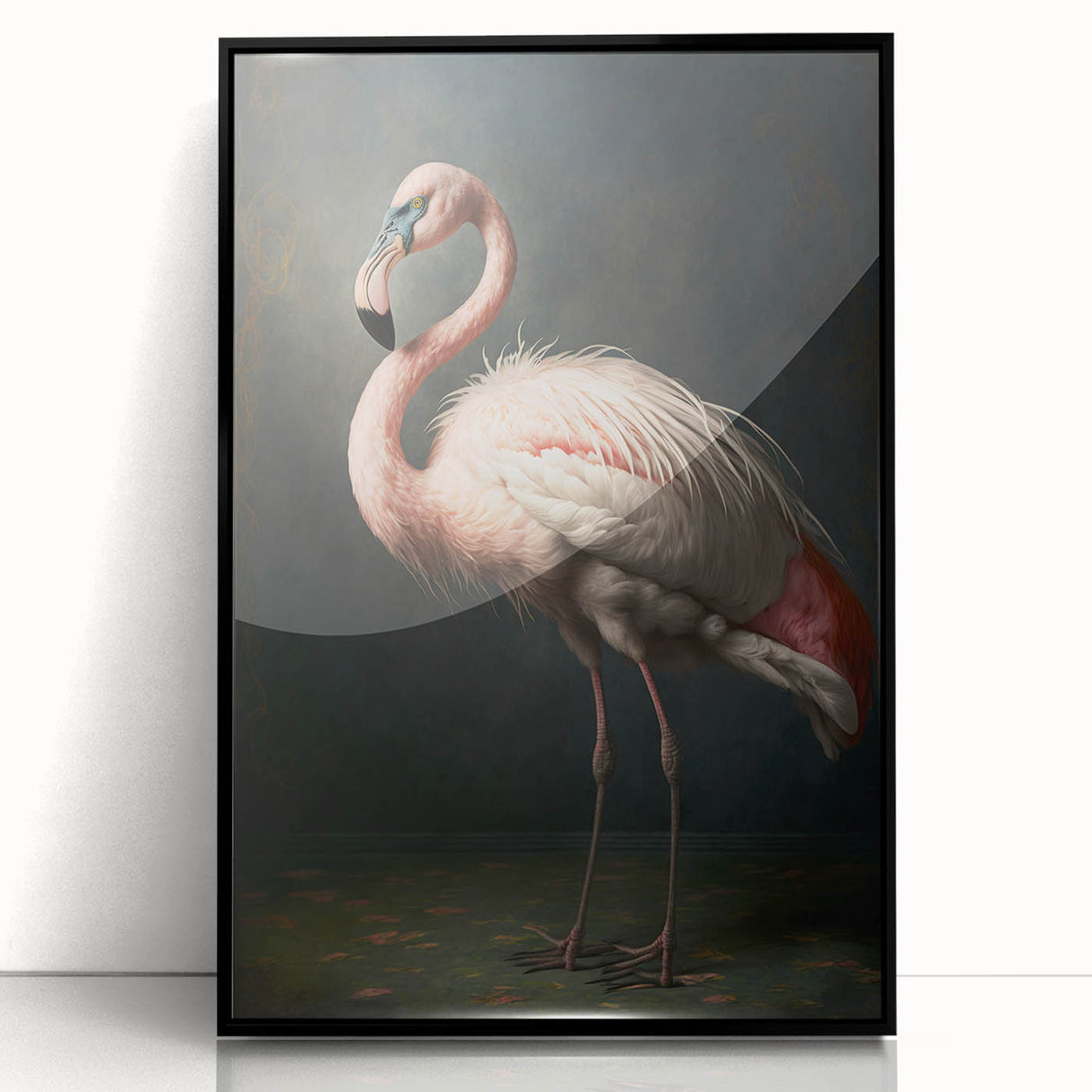 Framed acrylic artwork showcasing a modern black and white design, displayed from the front against a neutral background, perfect for contemporary home decor. The sleek frame enhances the visual appeal, making it an ideal centerpiece for any room.