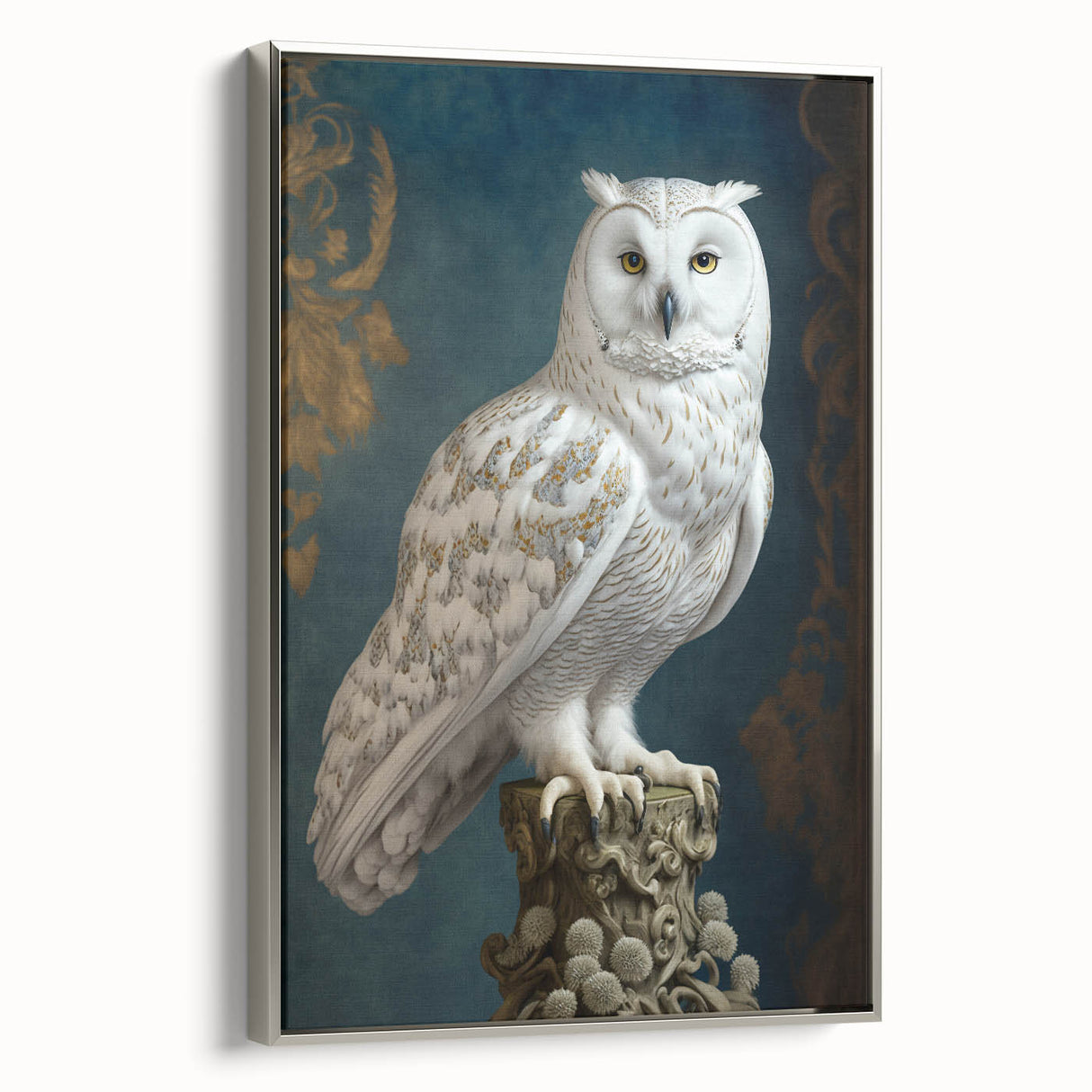 Framed canvas print showcasing a vibrant abstract design with a sleek silver frame, ideal for modern home decor. Perfect for enhancing living spaces or as a unique gift.