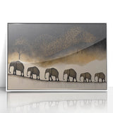 Framed acrylic print showcasing a serene mountain landscape with vibrant colors, positioned against a white background, ideal for modern home decor or office settings.