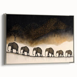 Framed canvas artwork showcasing a modern abstract design with silver accents, displayed from a side view, highlighting its elegant frame and vibrant colors.