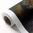 Rolled canvas showcasing vibrant African tribal wall art with intricate patterns and textures, securely packaged in a robust cardboard tube for protection and easy transport.