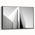 Framed canvas featuring a black and white vintage landscape painting, ideal for bedroom decor.