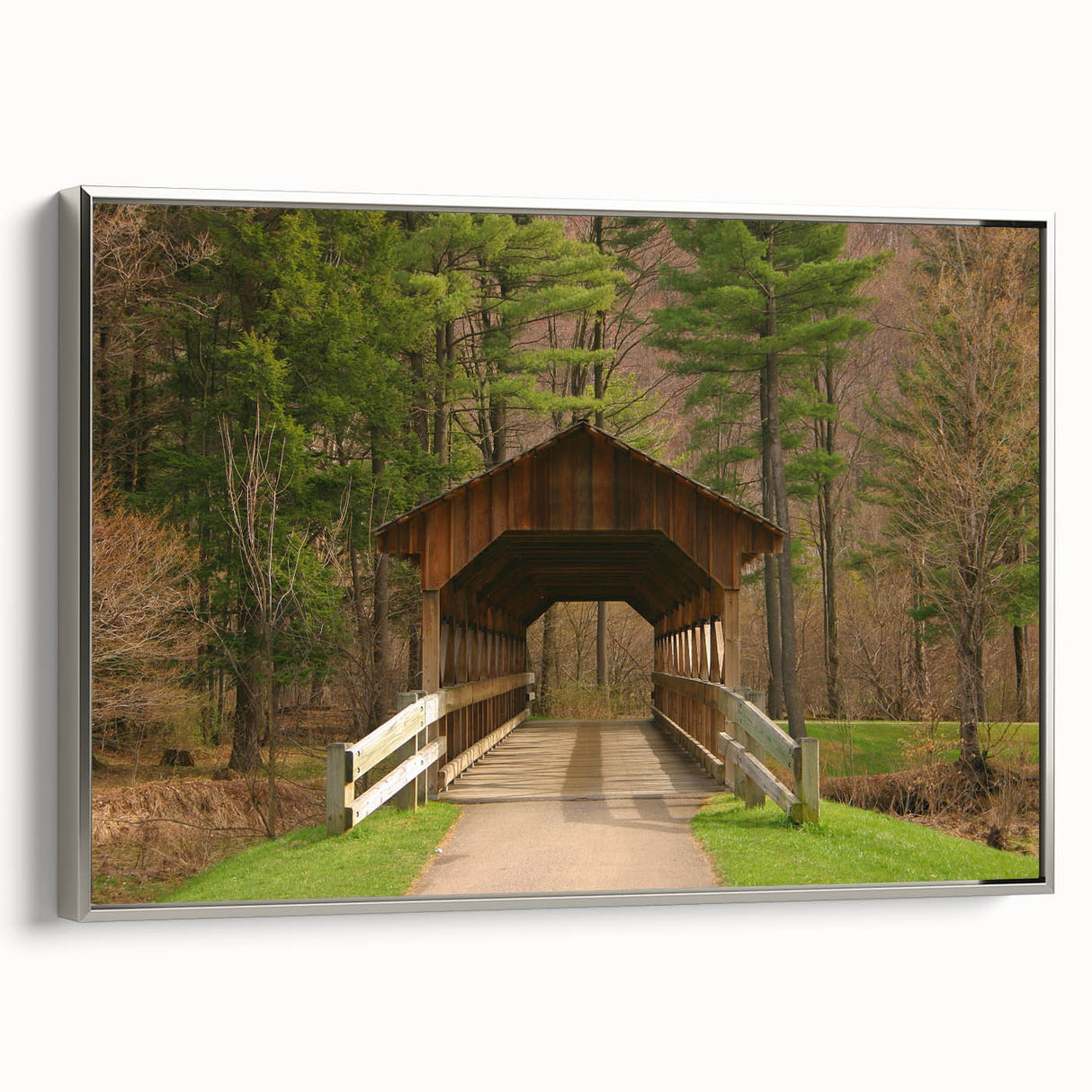 Framed canvas landscape art painting depicting a colorful mountain range, ideal for living room decor.