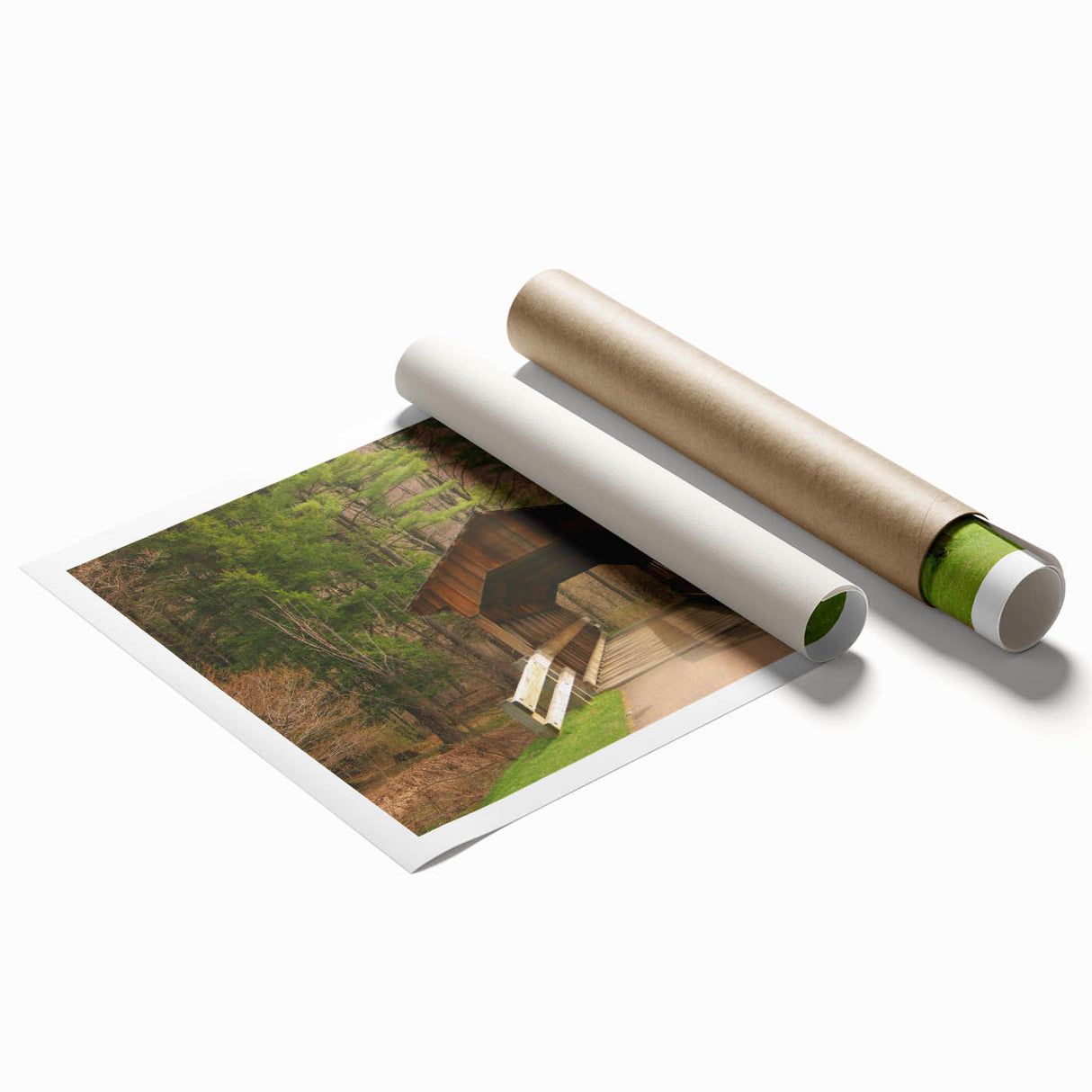 Extra large rolled canvas print featuring a floral design in muted pastel colors.