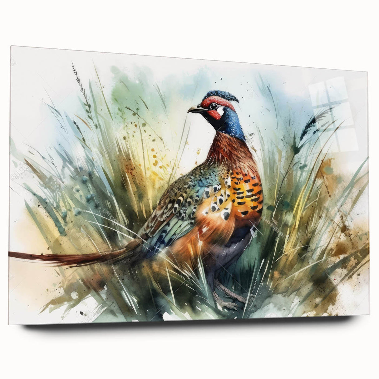 Acrylic glass side view showcasing a sleek, frameless design with polished edges, ideal for modern decor and vibrant art display, enhancing any interior.