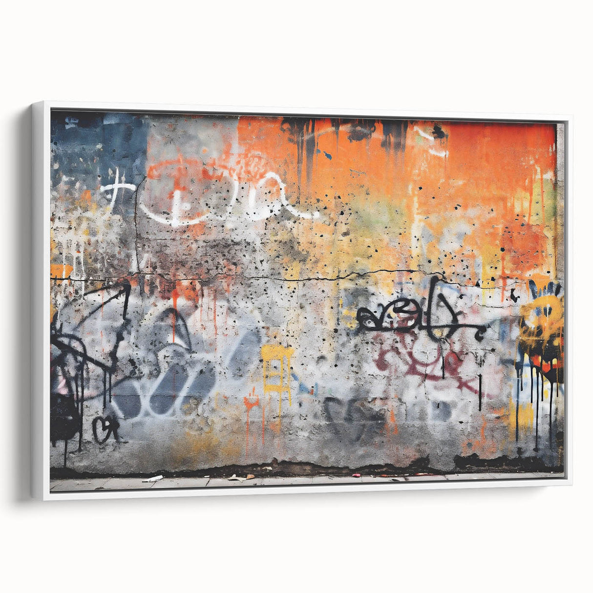 Framed vintage poster art of a colorful abstract design on canvas, suitable for extra large wall art in a living room.