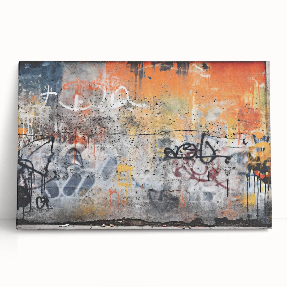 Large black and white abstract acrylic print on canvas, featuring fluid shapes.