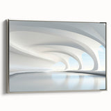 Extra large framed vintage poster art on canvas, featuring colorful abstract designs on a black background.
