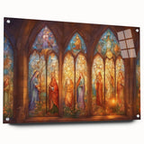 Acrylic glass display featuring a side view with metal pins, showcasing a sleek and modern design ideal for contemporary decor. Perfect for art or photo mounting.