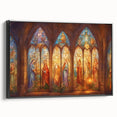 Framed canvas artwork showcasing a vibrant abstract design in bold colors, viewed from the side against a neutral background, emphasizing its modern aesthetic and quality craftsmanship. Ideal for contemporary home decor enthusiasts.