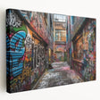Large abstract painting on stretched canvas featuring swirling shades of blue and white, ideal for kitchen wall art.