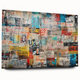 Large abstract wall art on acrylic glass, featuring swirls in blue and gray tones, ideal for bedroom or dining room decor.