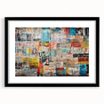 Extra large abstract art print with vibrant, colorful textures on a black framed canvas, suitable for living room decor.