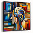 Framed black canvas showcasing a minimalist abstract art piece, emphasizing bold colors and geometric shapes, ideal for modern home decor and art enthusiasts.