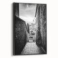 Framed canvas of a black and white vintage landscape painting, ideal for bedroom wall art.