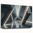Large abstract wall art on acrylic glass, featuring swirling blue and silver patterns.