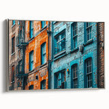 Framed canvas depicting a vintage landscape painting with muted earth tones, ideal for living room decor.