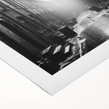 Art deco poster featuring geometric shapes and metallic colors on rolled canvas, suitable for dining room decor.